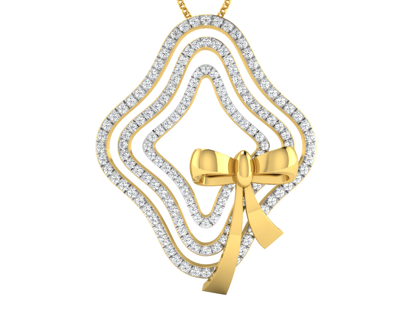 Nidal Jewels | Glimpse Bow Gold and Diamond Pendant Set - Nidal Jewels