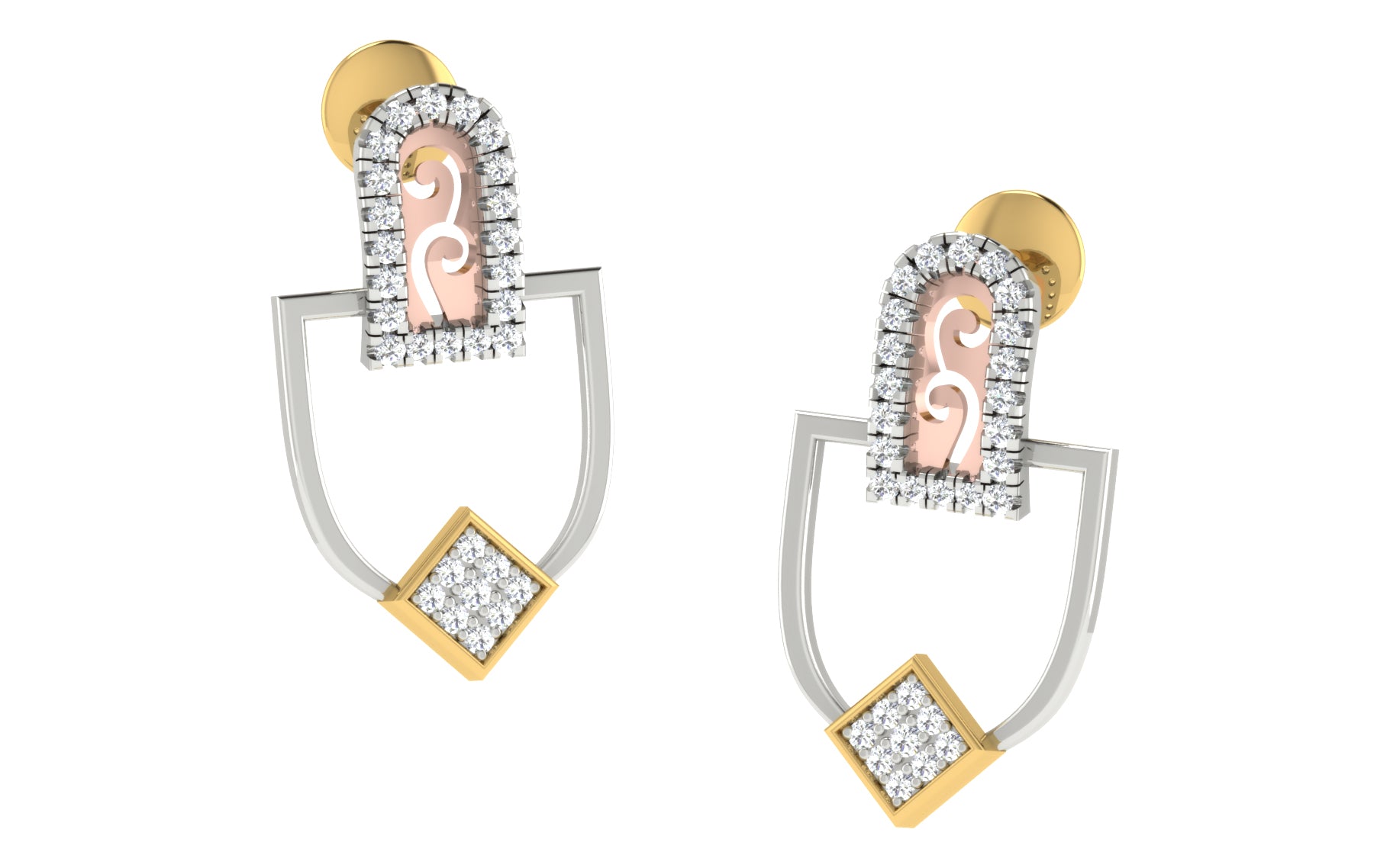 Nidal Jewels | Quartz Rosegold and Gold Diamond Pendant Set