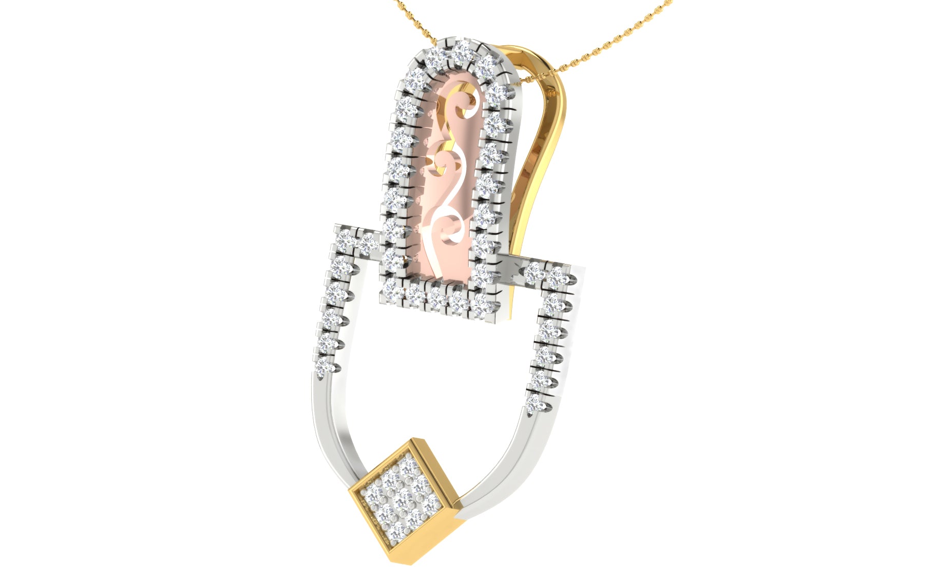 Nidal Jewels | Quartz Rosegold and Gold Diamond Pendant Set