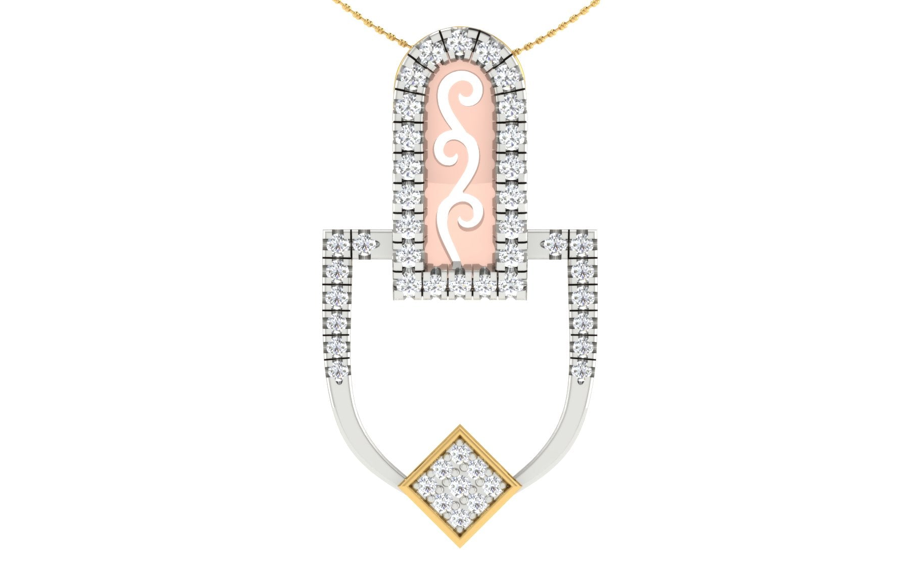Nidal Jewels | Quartz Rosegold and Gold Diamond Pendant Set