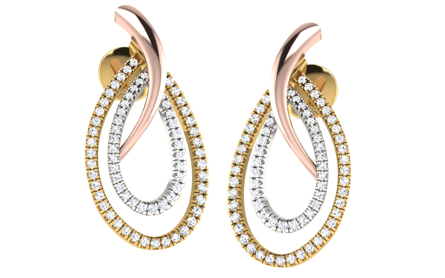 Nidal Jewels | Dual Petal Rosegold and Gold Diamond Pendant Set
