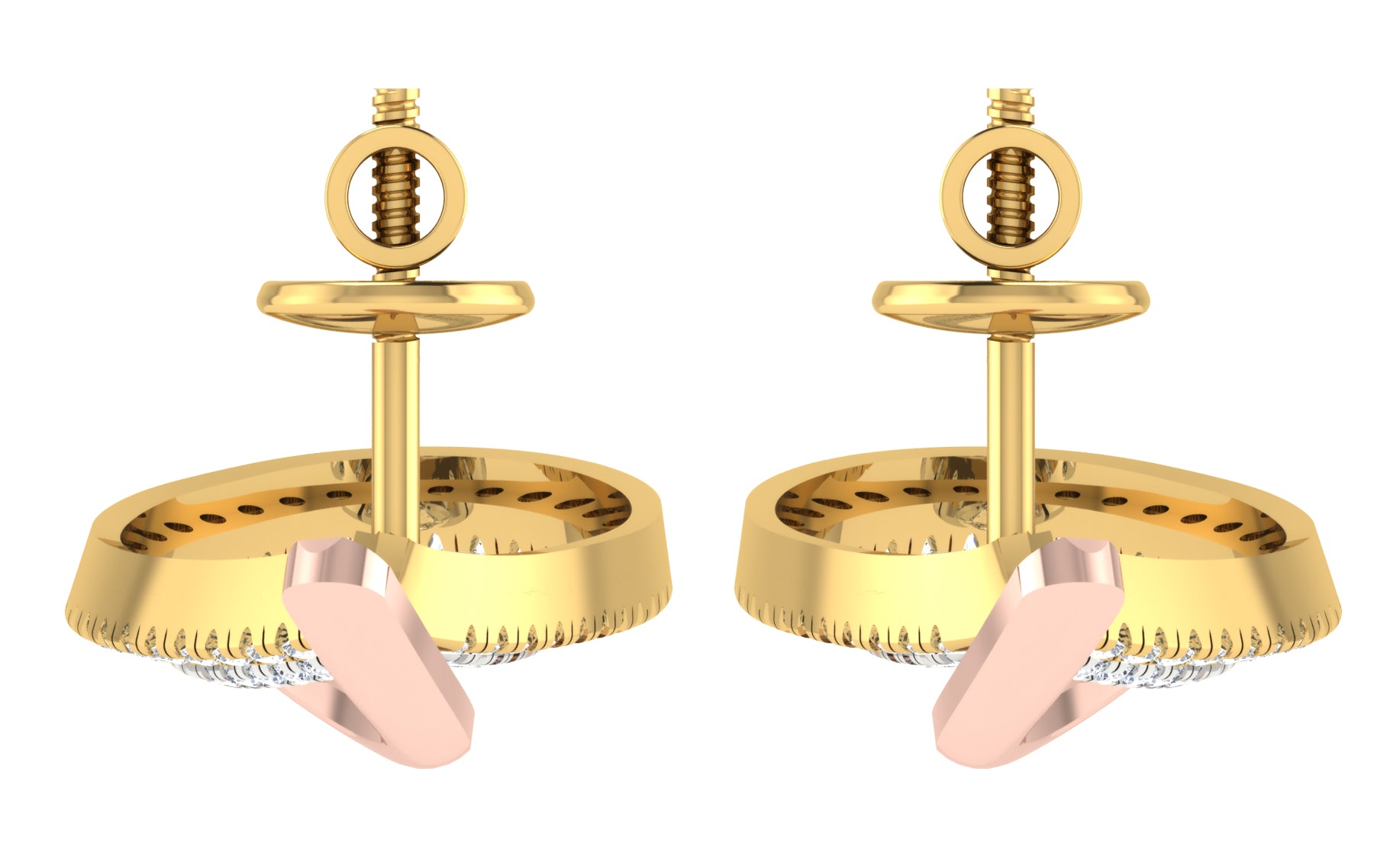 Nidal Jewels | Dual Petal Rosegold and Gold Diamond Pendant Set