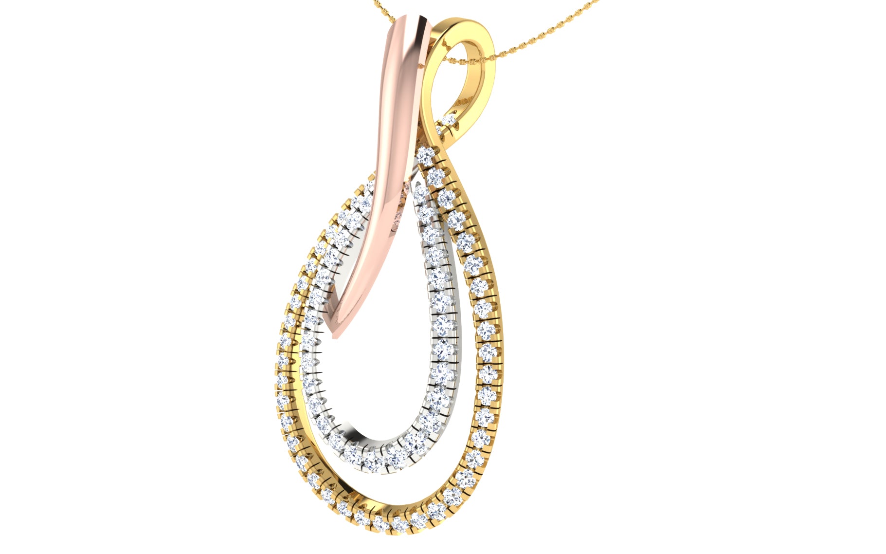 Nidal Jewels | Dual Petal Rosegold and Gold Diamond Pendant Set