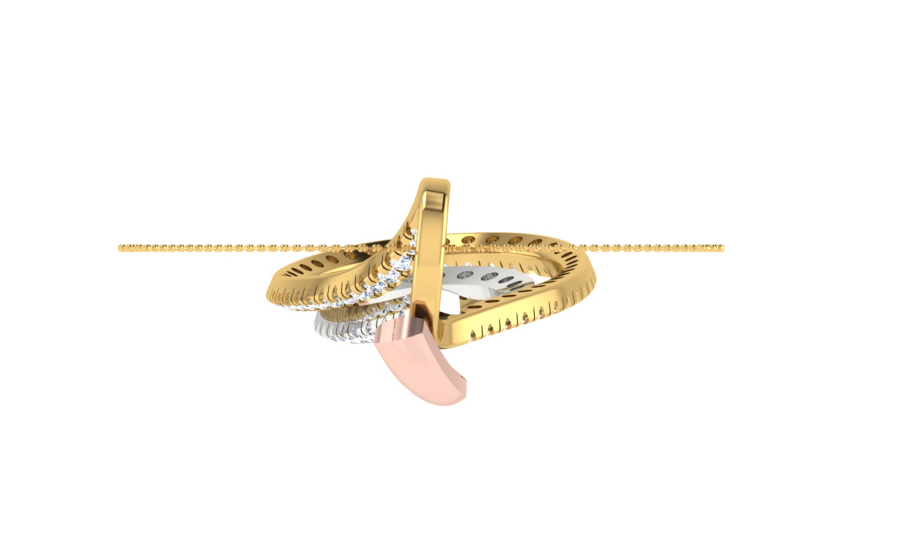 Nidal Jewels | Dual Petal Rosegold and Gold Diamond Pendant Set