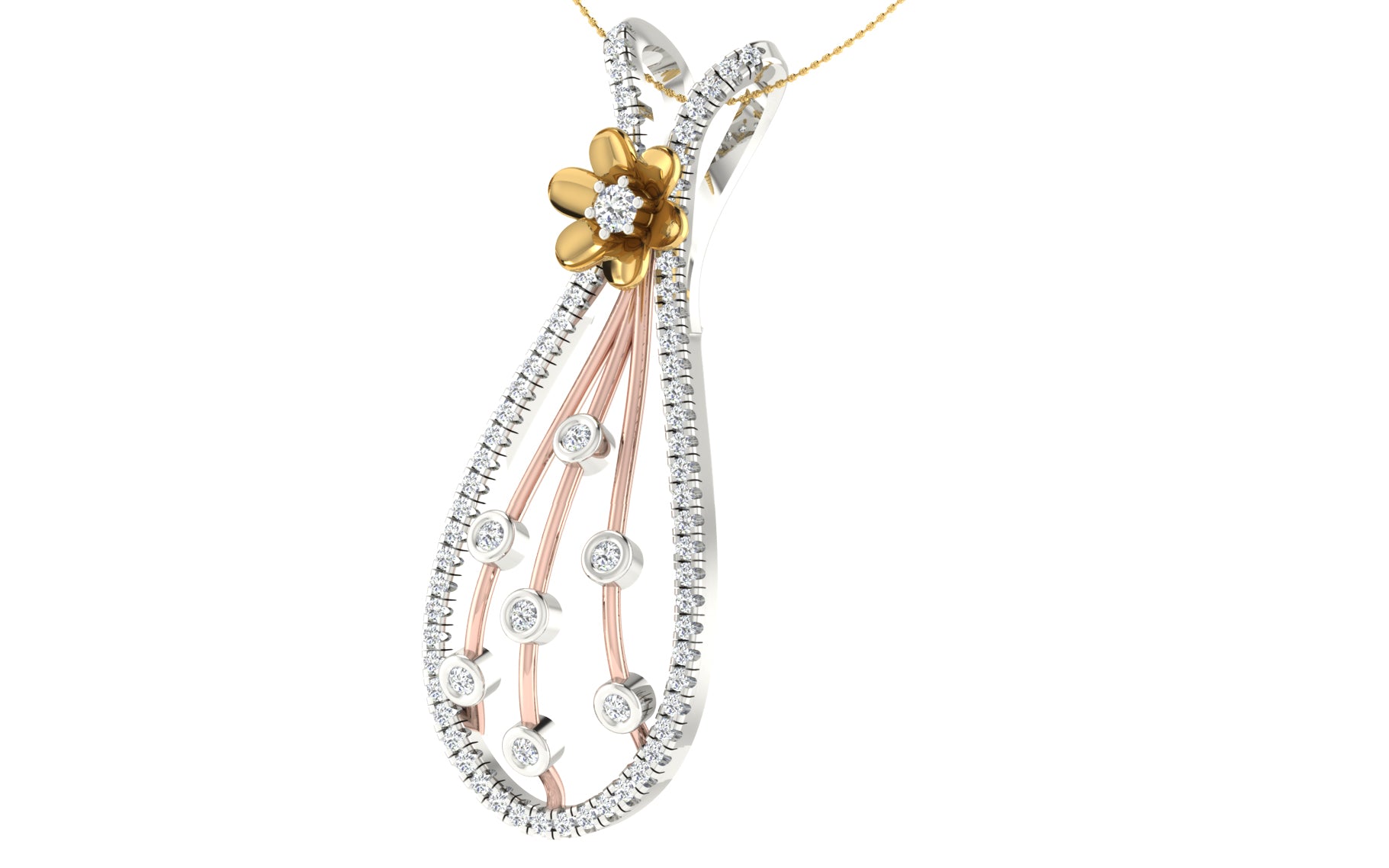 Nidal Jewels | Bouqet Gold and Diamond Pendant Set