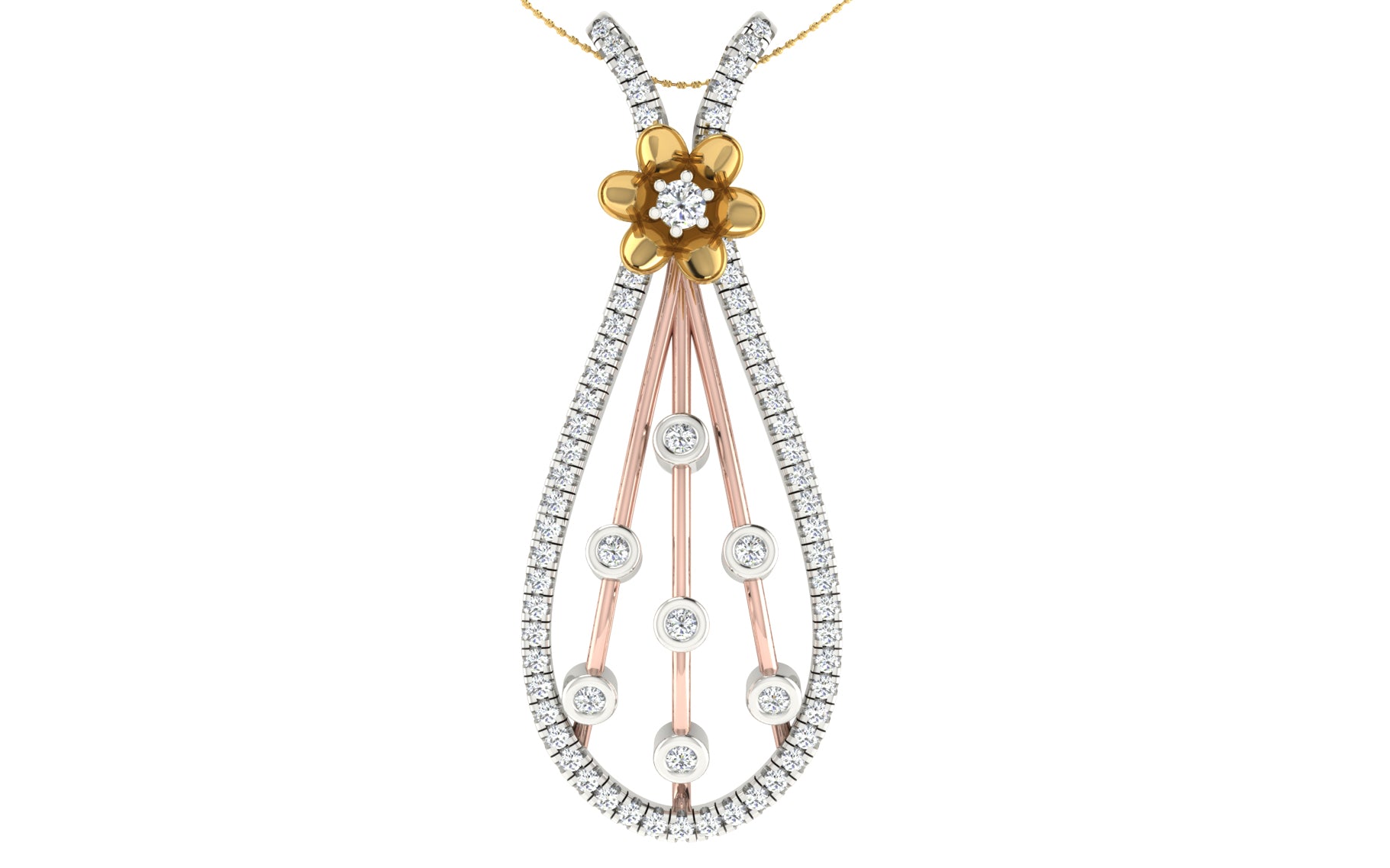 Nidal Jewels | Bouqet Gold and Diamond Pendant Set