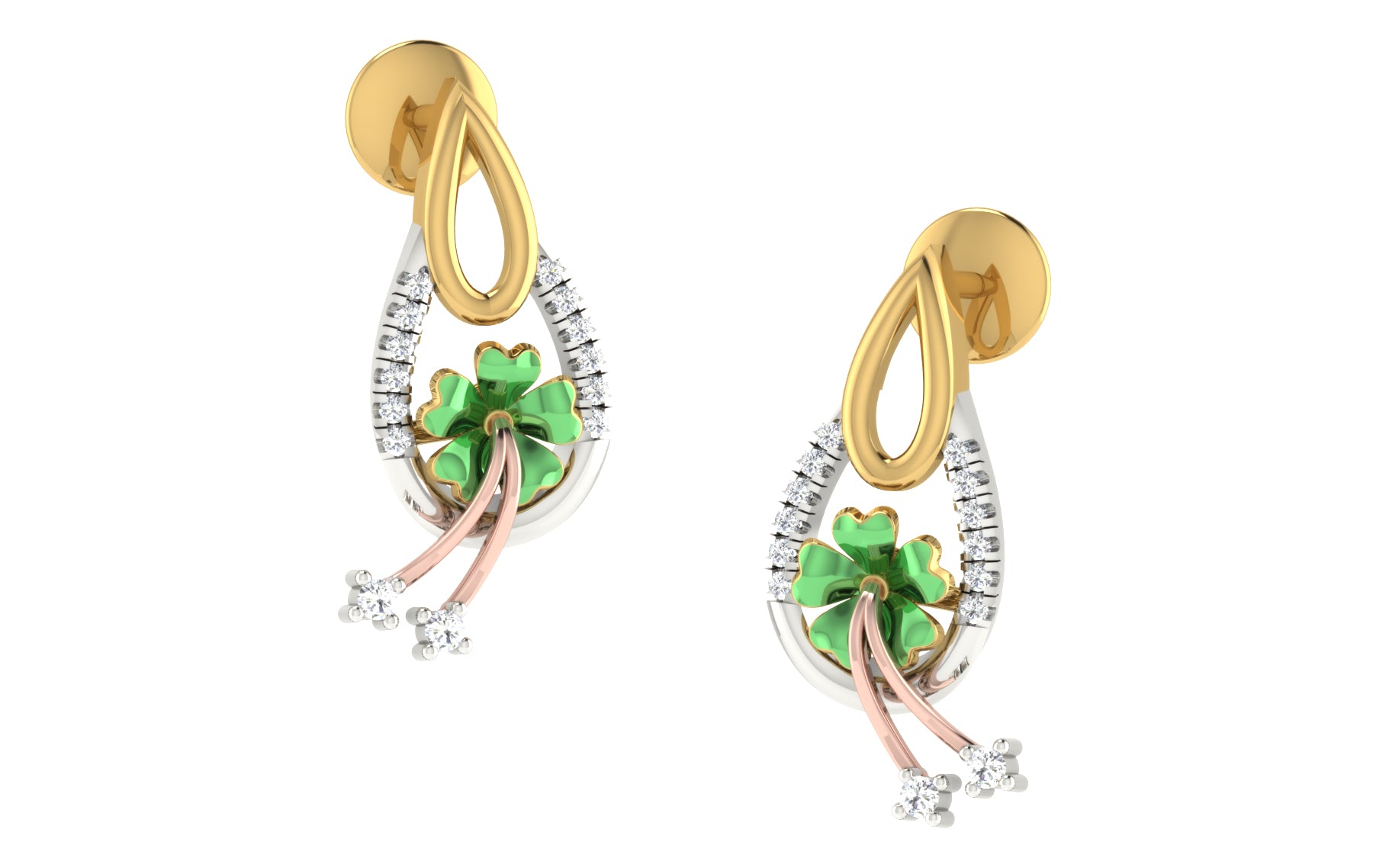 Nidal Jewels | Jade Flower Gold and Diamond Pendant Set