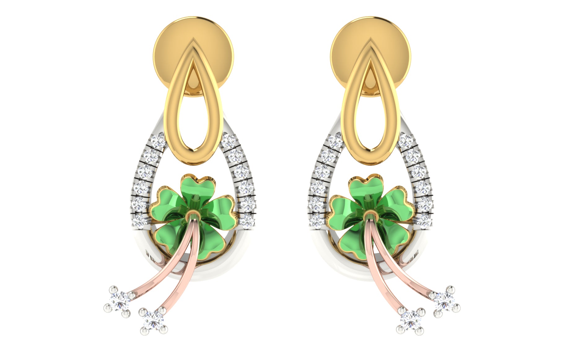 Nidal Jewels | Jade Flower Gold and Diamond Pendant Set