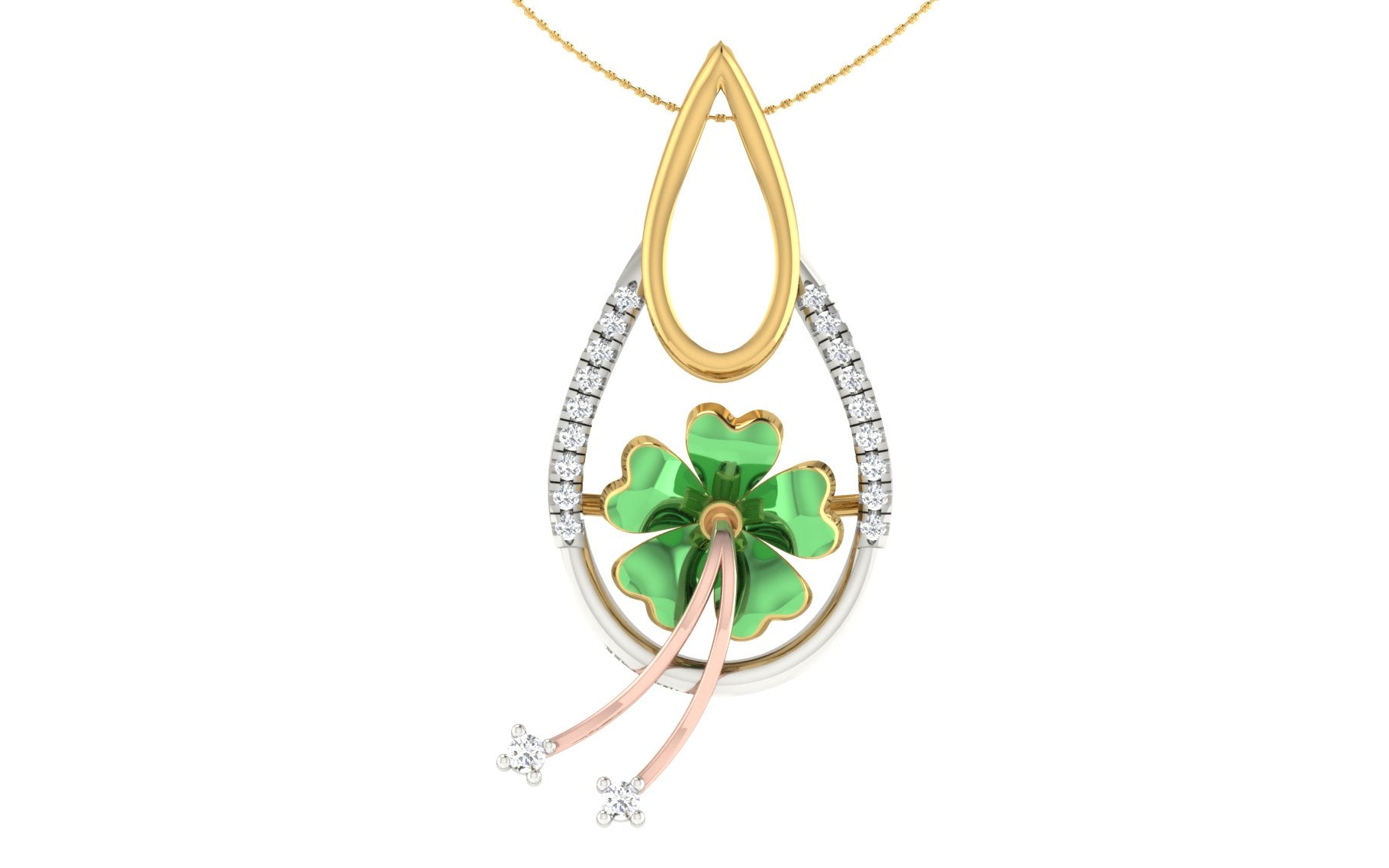 Nidal Jewels | Jade Flower Gold and Diamond Pendant Set