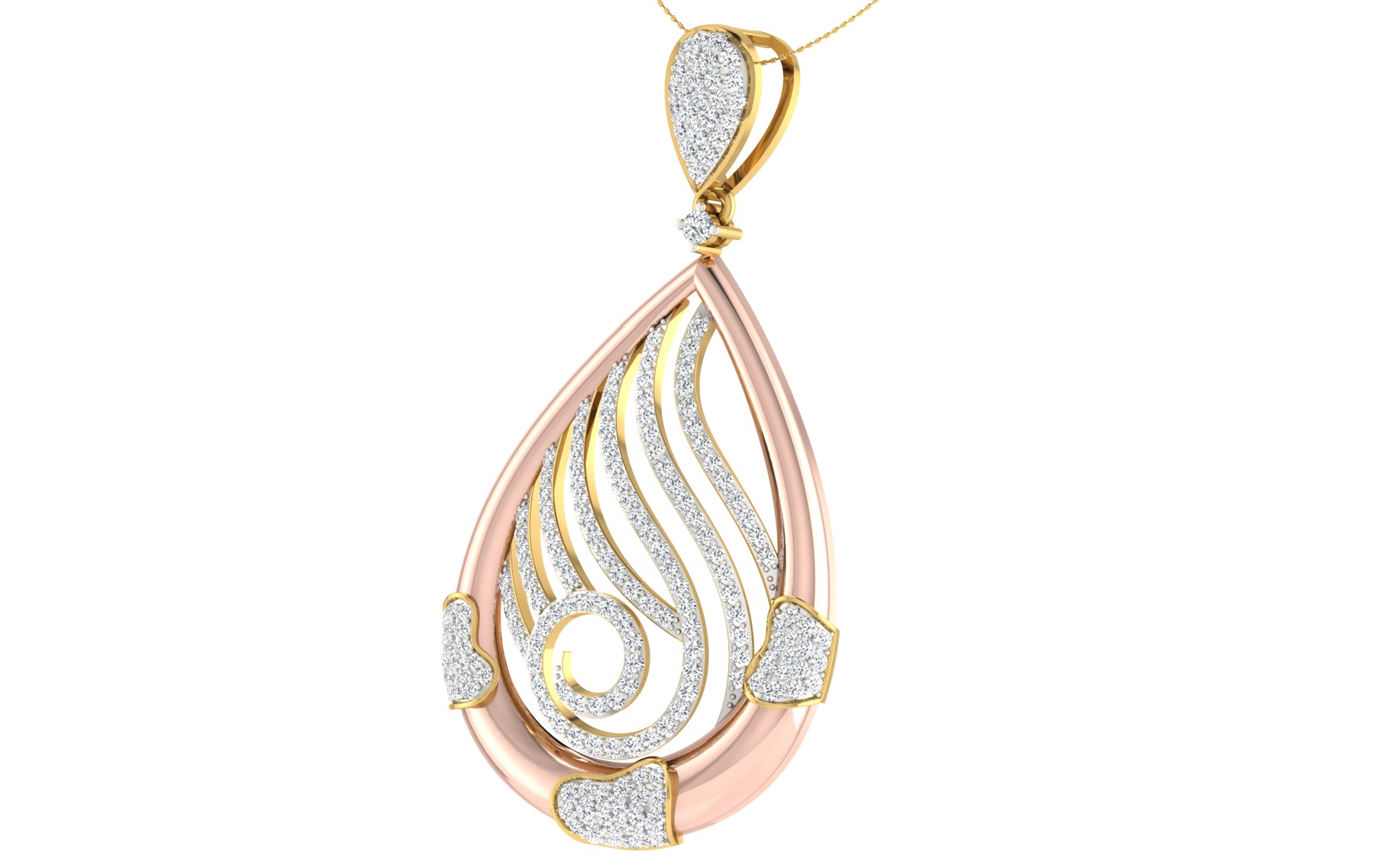Nidal Jewels | Loveshine Gold and Rosegold Diamond Pendant Set