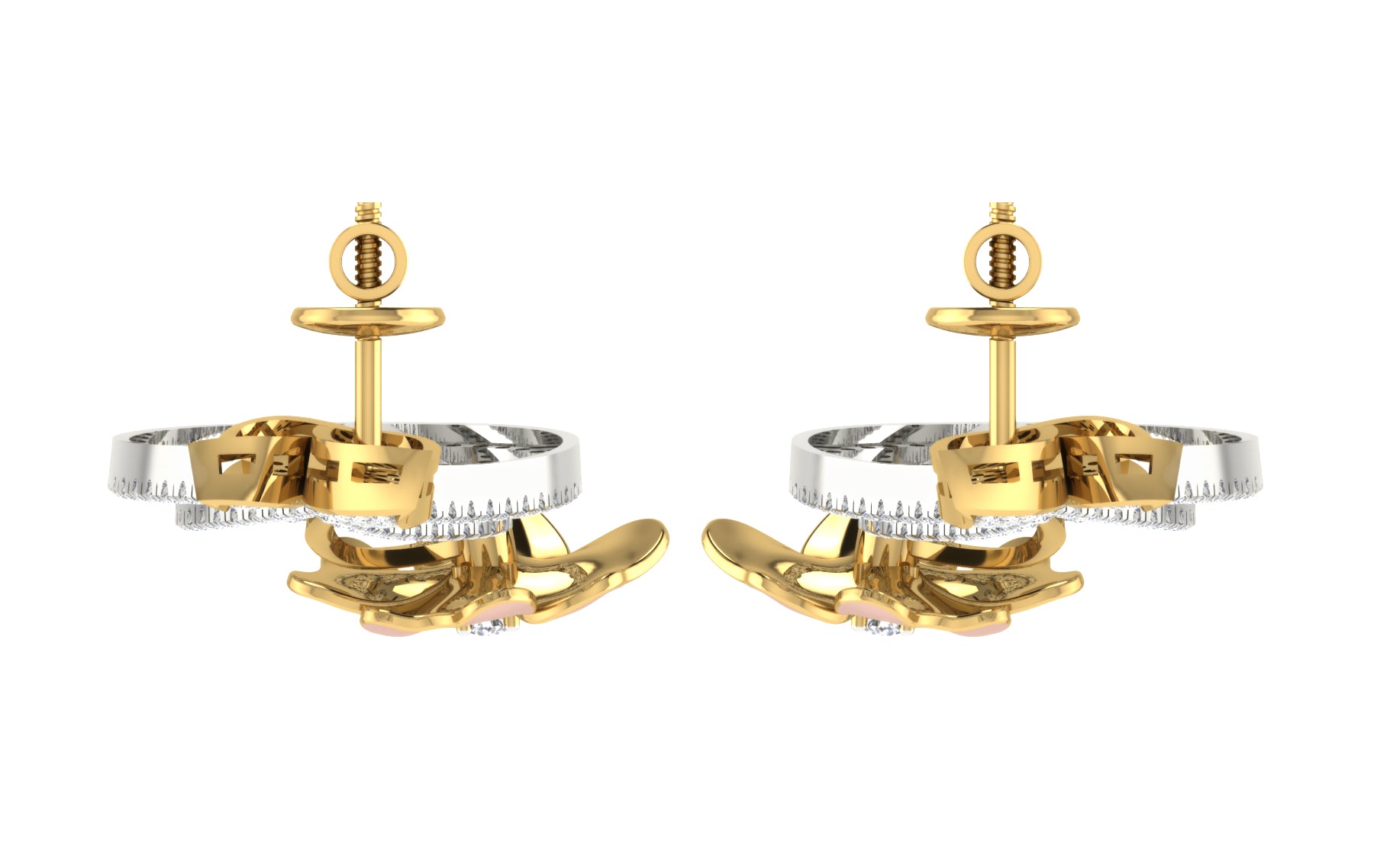 Nidal Jewels | Orchid Drop Gold and Rosegold Diamond Pendant Set