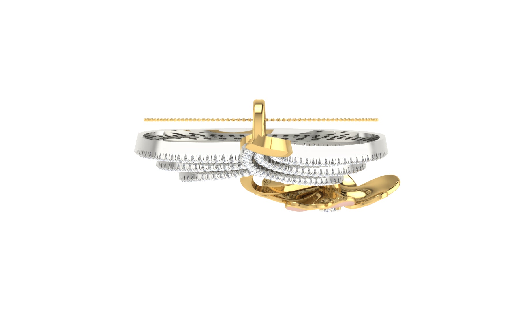 Nidal Jewels | Orchid Drop Gold and Rosegold Diamond Pendant Set