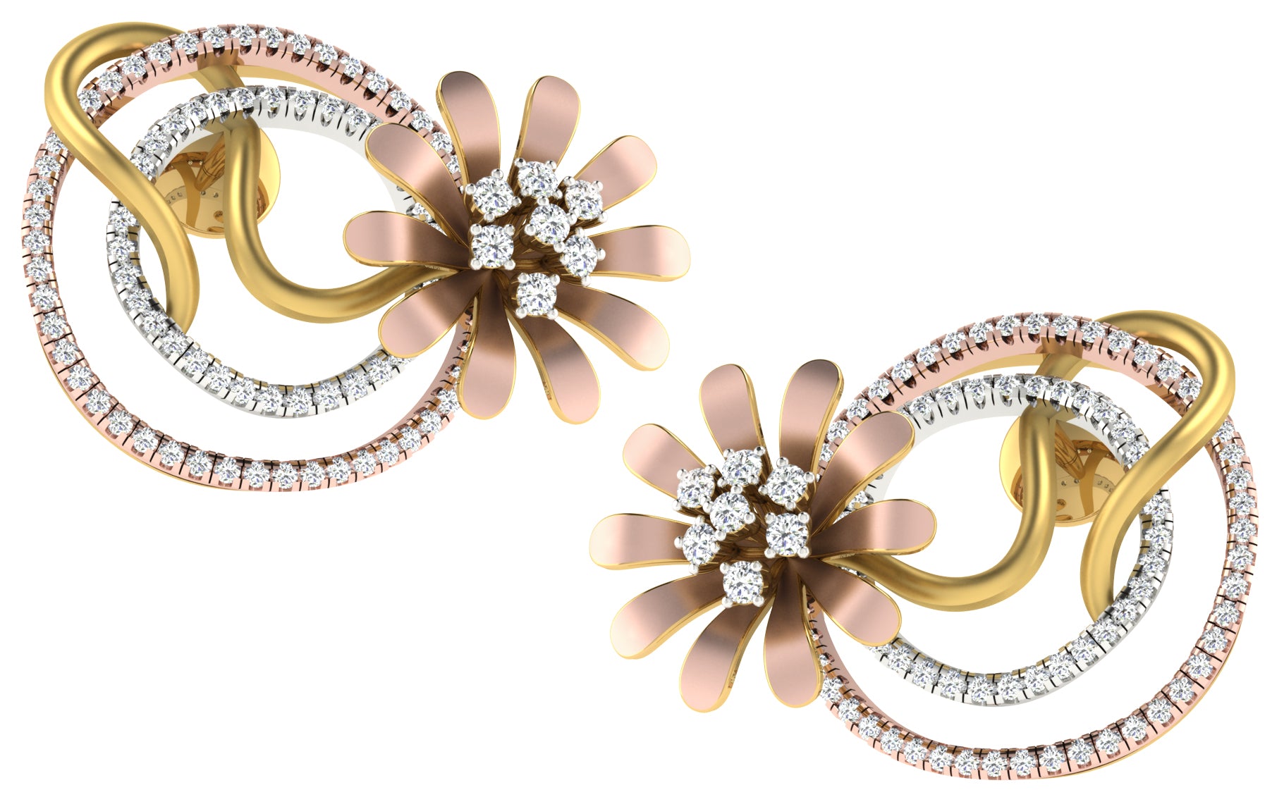 Nidal Jewels | Lover's Nest Gold and Rosegold Diamond Pendant Set