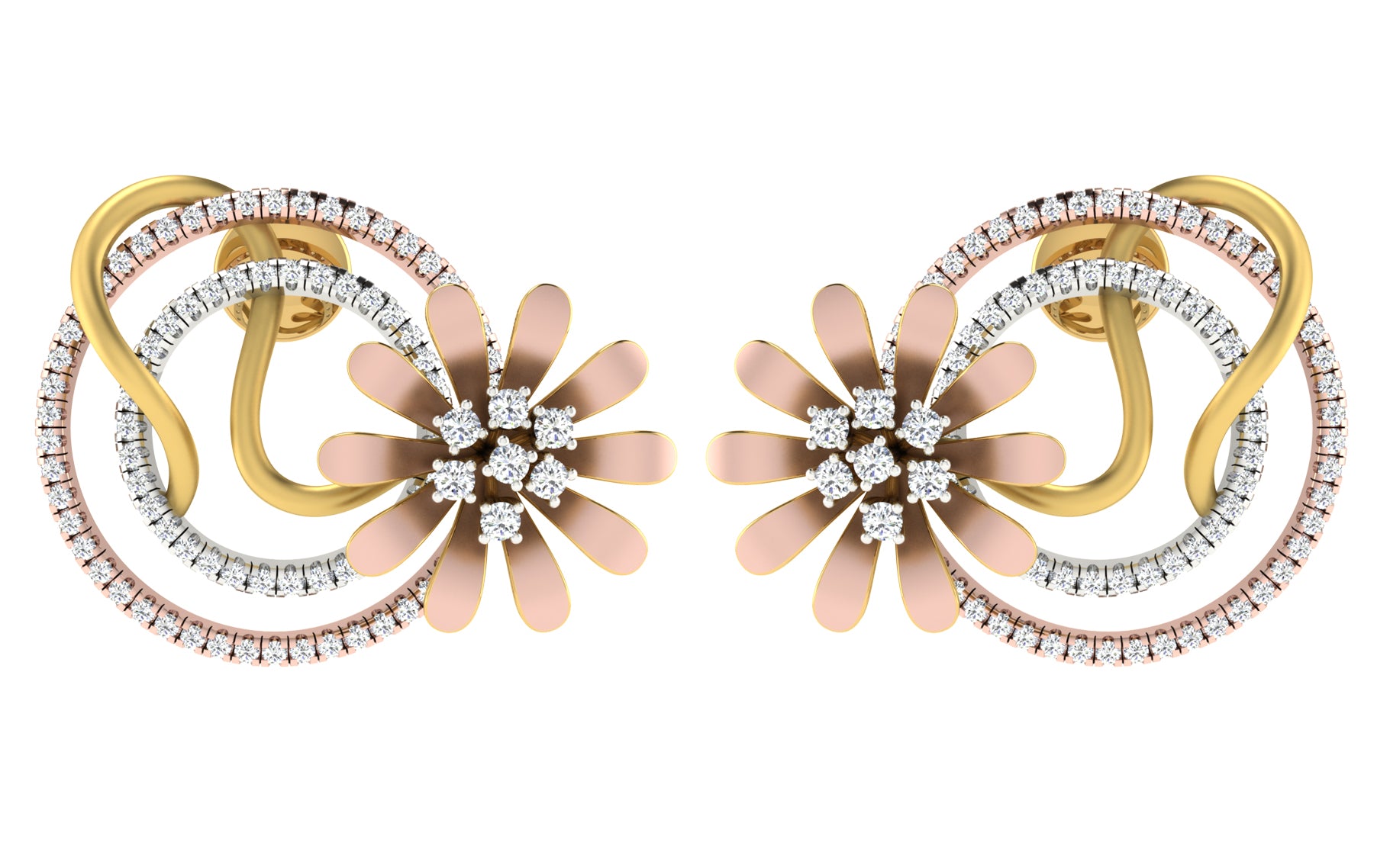 Nidal Jewels | Lover's Nest Gold and Rosegold Diamond Pendant Set