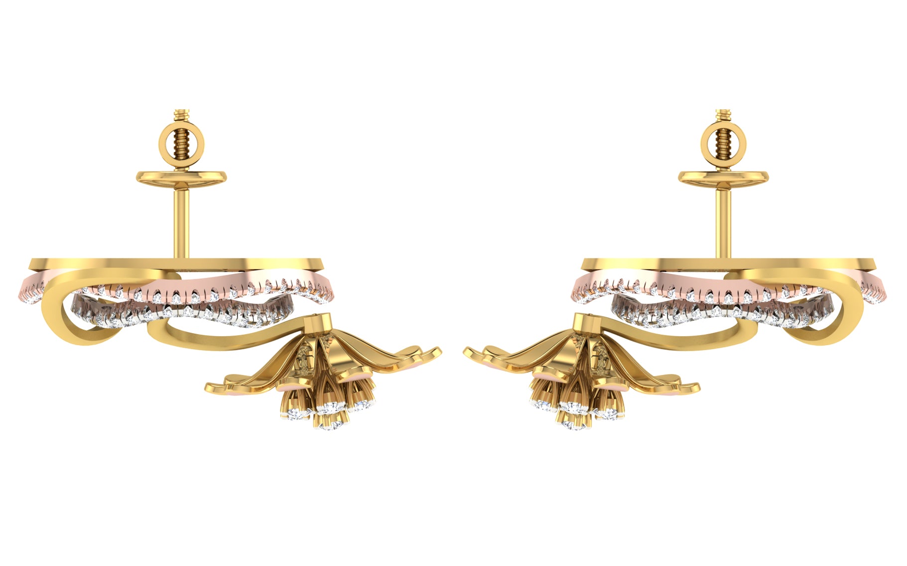 Nidal Jewels | Lover's Nest Gold and Rosegold Diamond Pendant Set