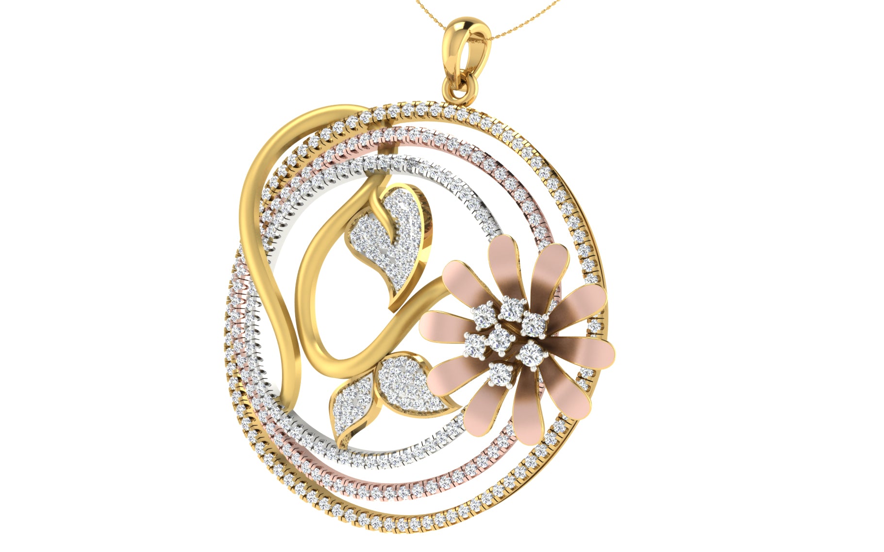 Nidal Jewels | Lover's Nest Gold and Rosegold Diamond Pendant Set
