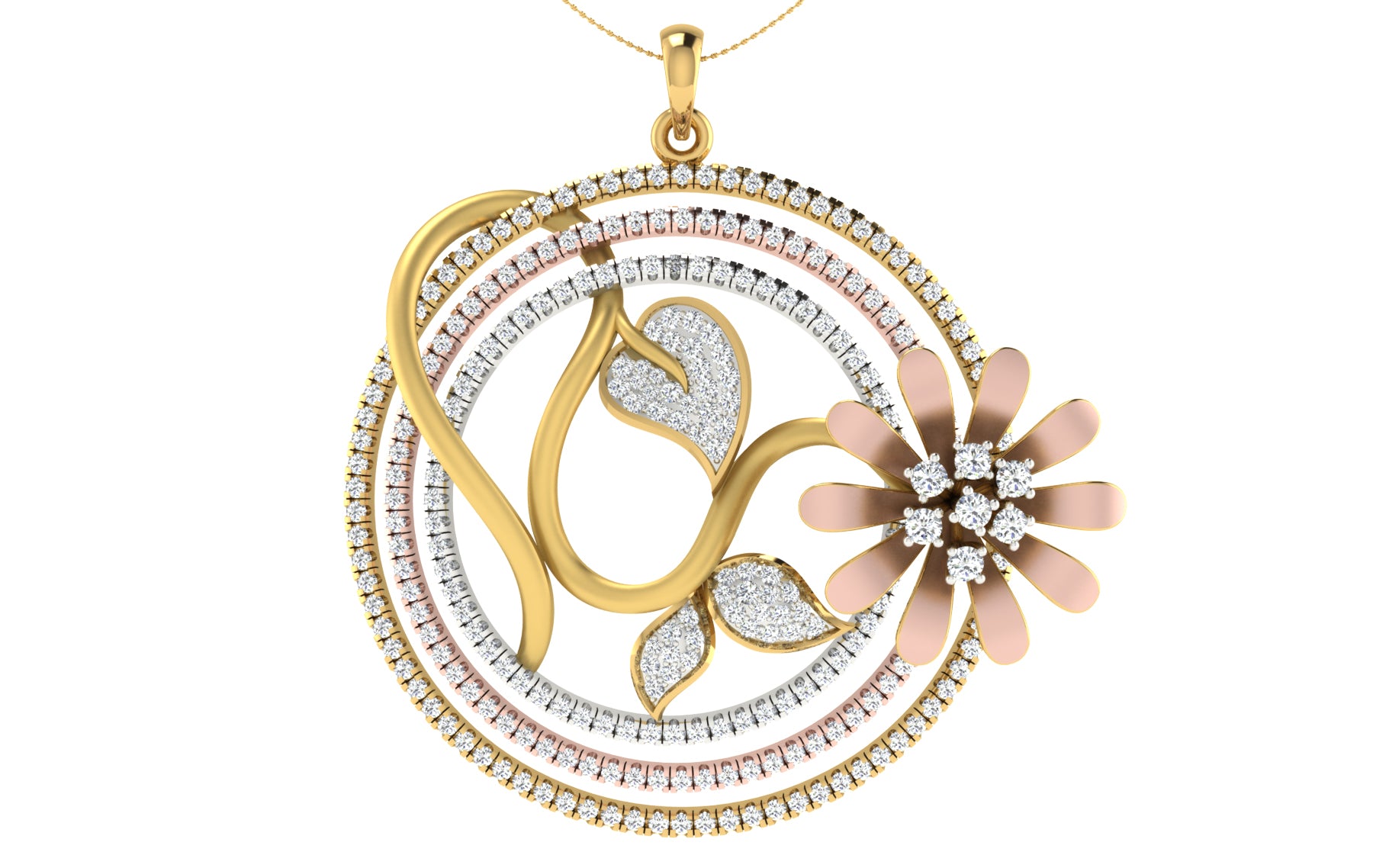 Nidal Jewels | Lover's Nest Gold and Rosegold Diamond Pendant Set