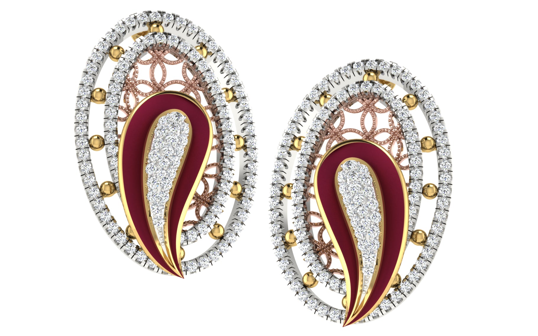 Nidal Jewels | Rubydream Gold and Rosegold Diamond Pendant Set
