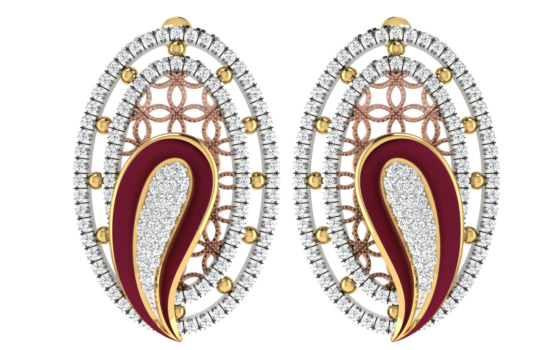 Nidal Jewels | Rubydream Gold and Rosegold Diamond Pendant Set