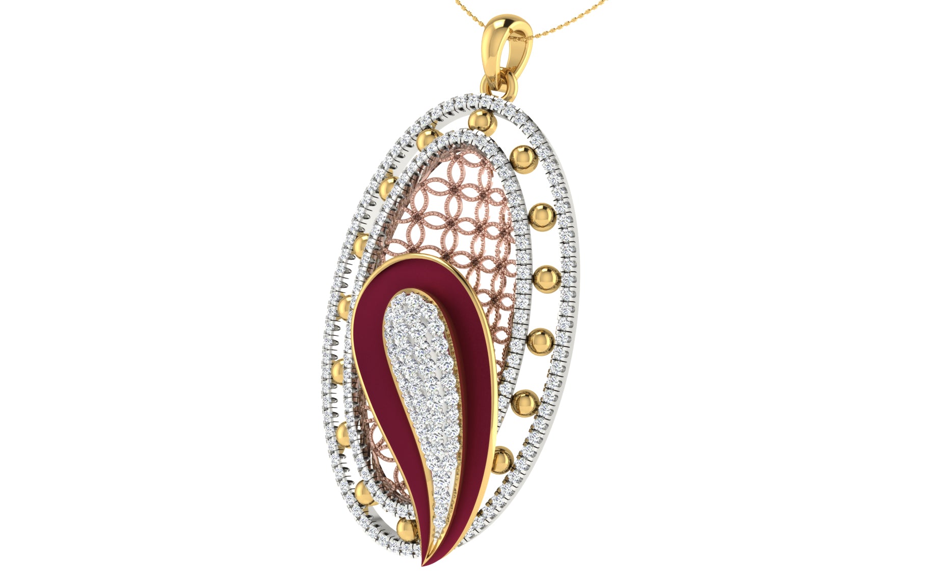 Nidal Jewels | Rubydream Gold and Rosegold Diamond Pendant Set