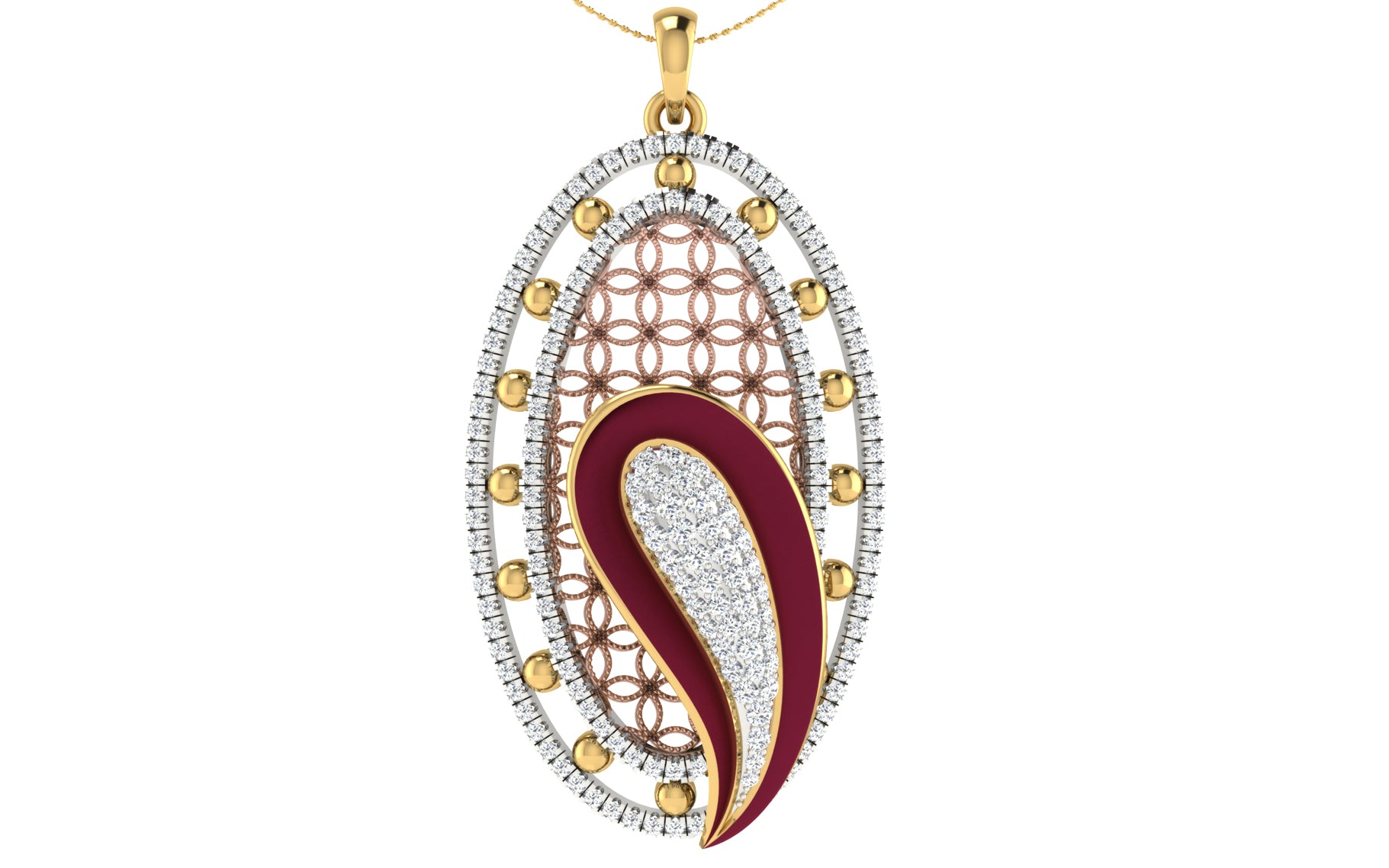 Nidal Jewels | Rubydream Gold and Rosegold Diamond Pendant Set