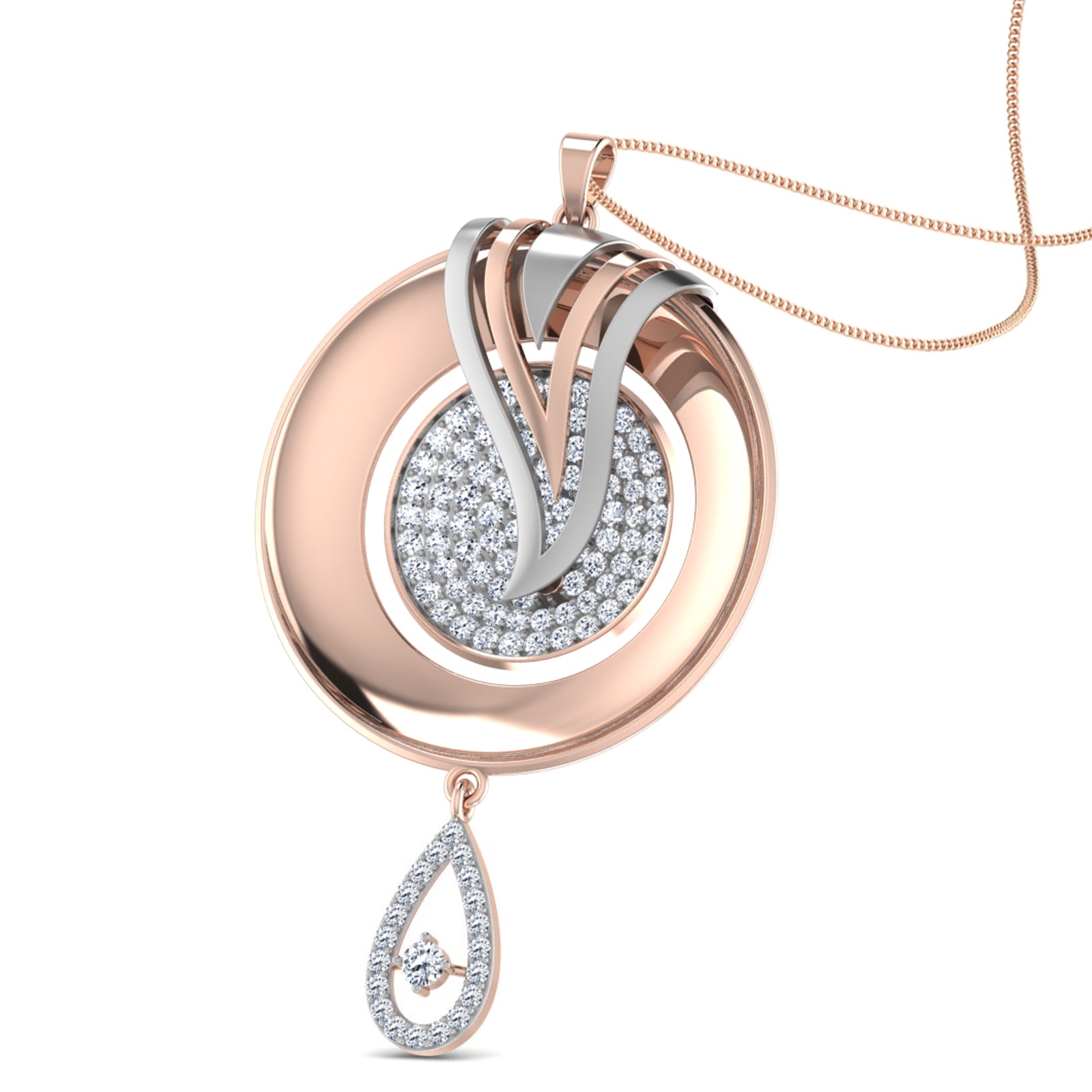 Nidal Jewels | Orb of Dream Gold and Rosegold Diamond Pendant Set