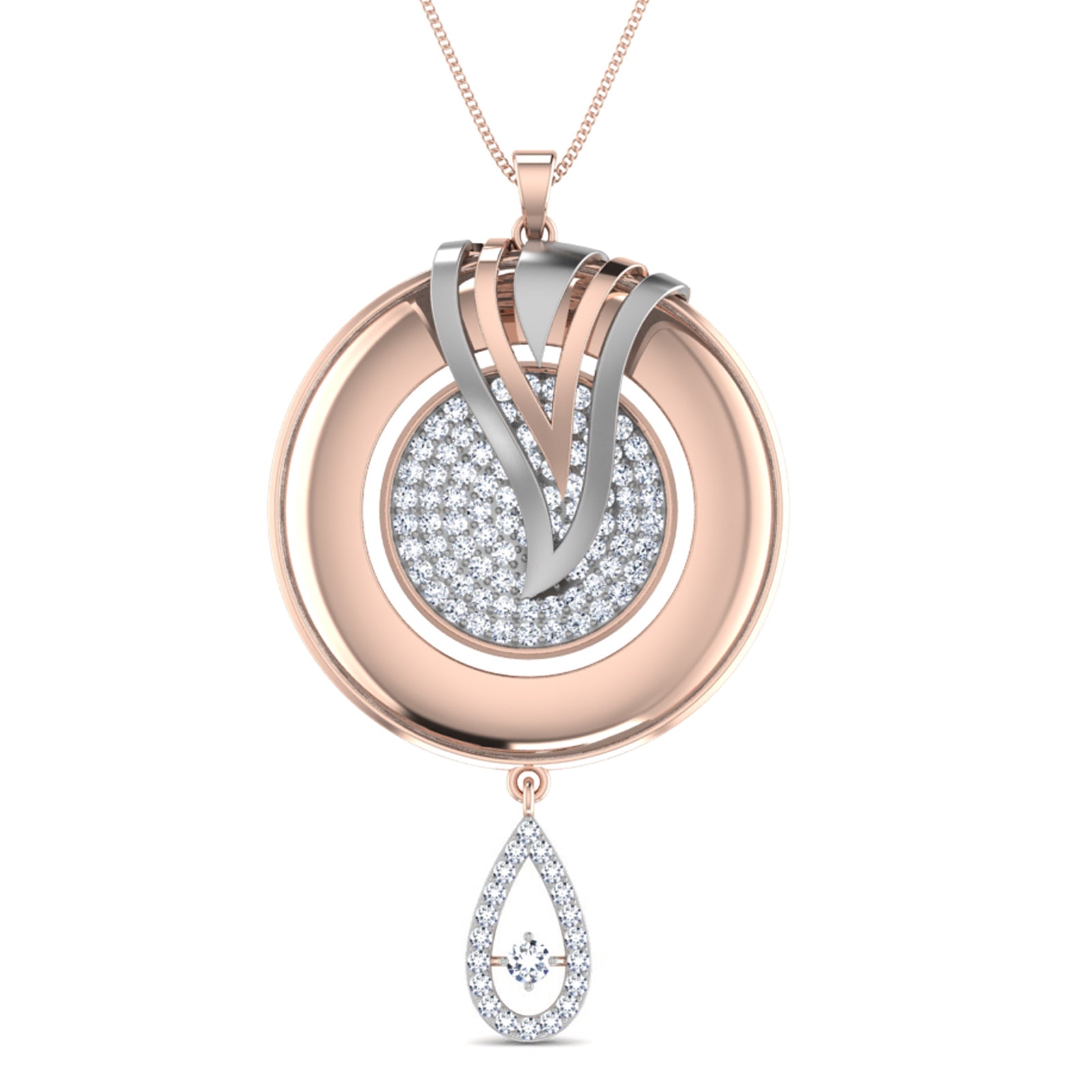 Nidal Jewels | Orb of Dream Gold and Rosegold Diamond Pendant Set