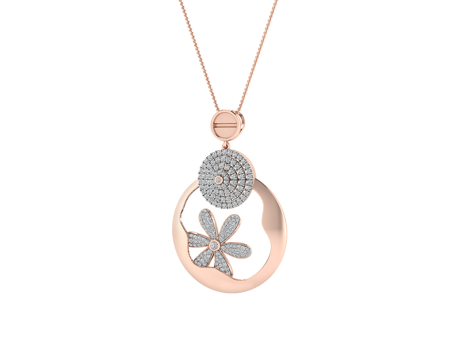 Nidal Jewels | Fiorella Gold and Rosegold Diamond Pendant Set