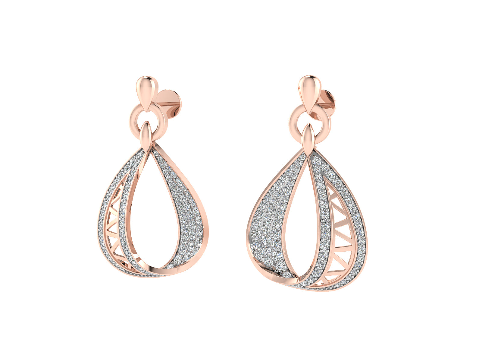 Nidal Jewels | Diamond Drop Gold and Rosegold Pendant Set