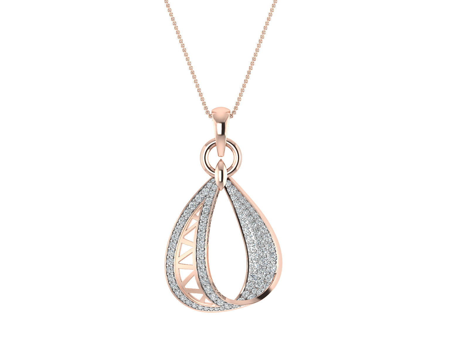 Nidal Jewels | Diamond Drop Gold and Rosegold Pendant Set