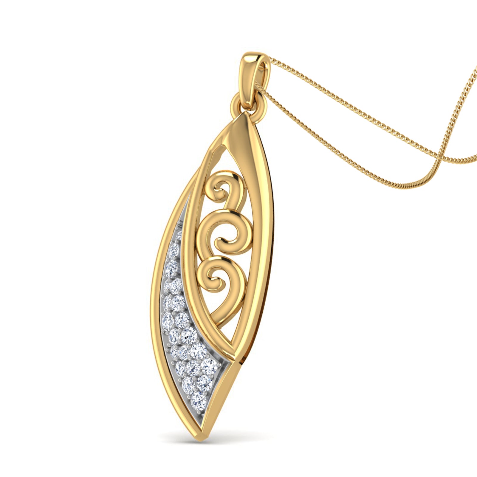 Nidal Jewels | Quill Gold and Diamond Pendant Set