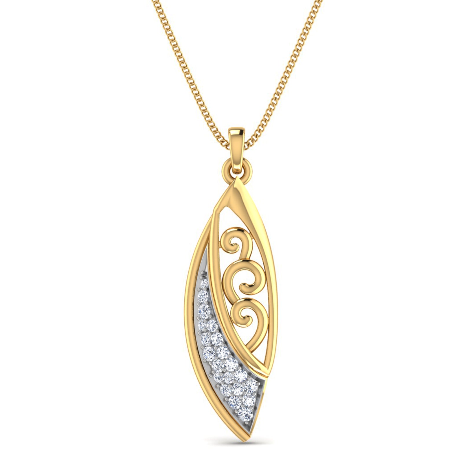 Nidal Jewels | Quill Gold and Diamond Pendant Set