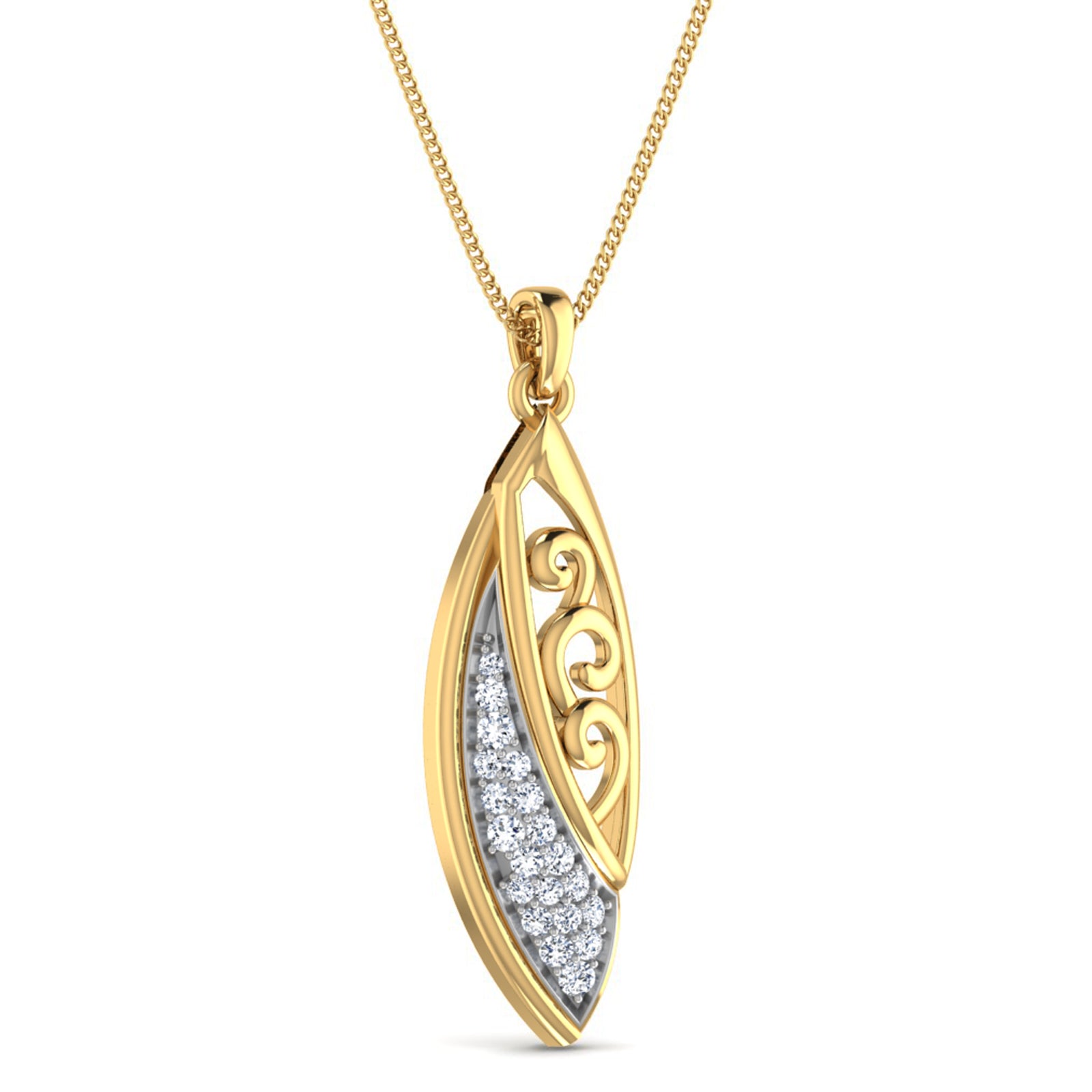 Nidal Jewels | Quill Gold and Diamond Pendant Set