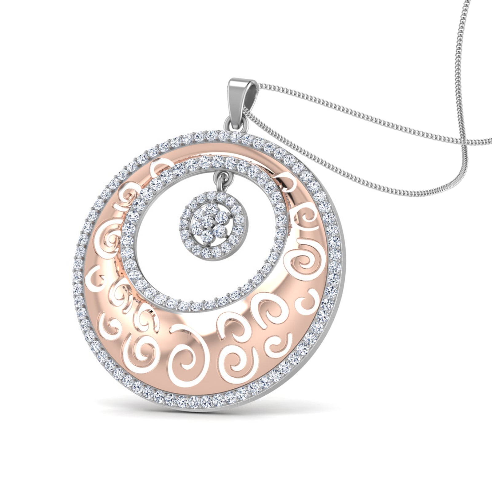 Nidel Jewels | Orbella Gold and Rosegold Diamond Pendant Set