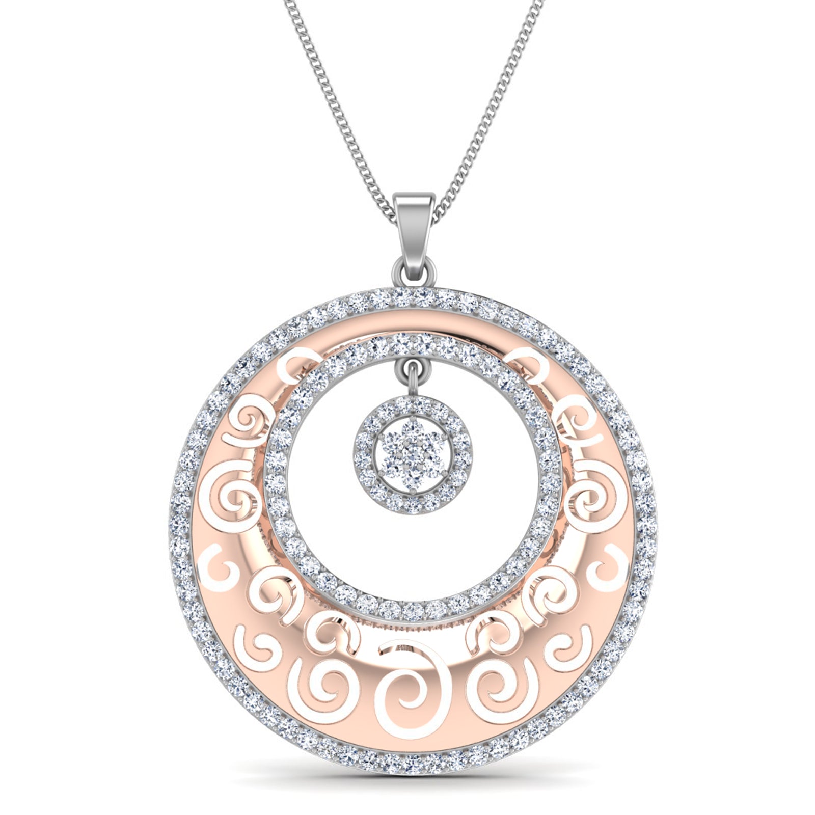Nidel Jewels | Orbella Gold and Rosegold Diamond Pendant Set