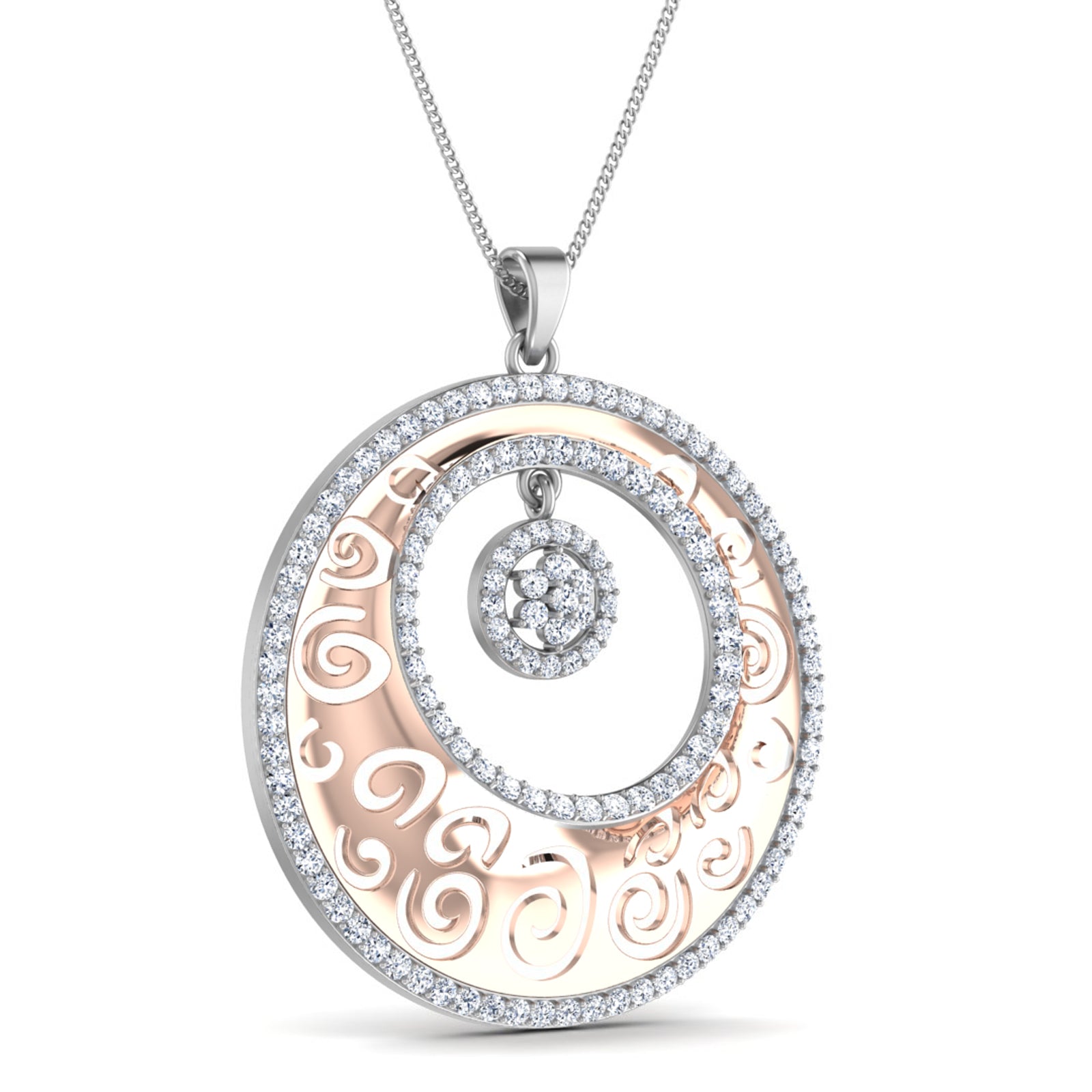 Nidel Jewels | Orbella Gold and Rosegold Diamond Pendant Set