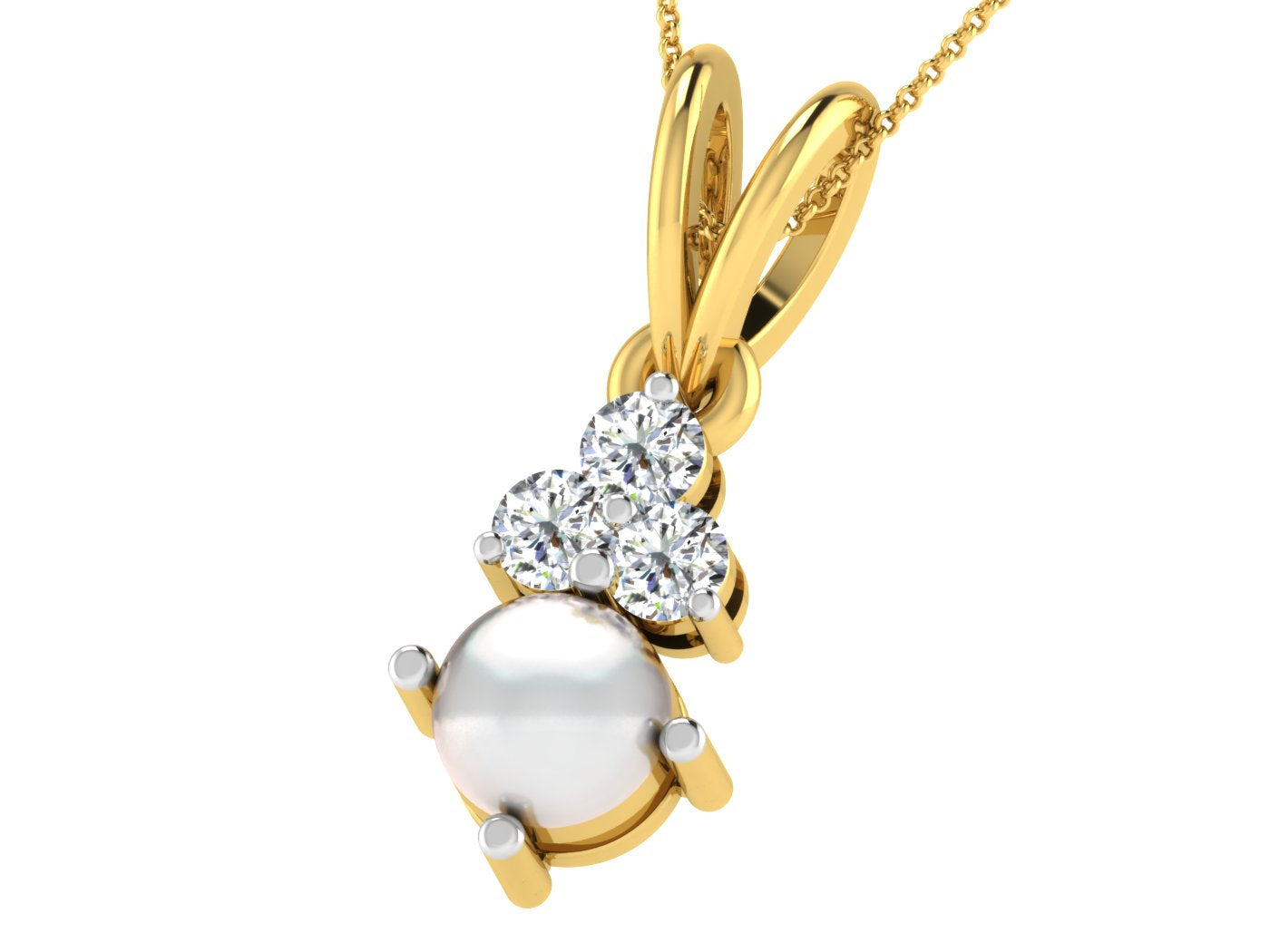 Nidal Jewels | Pearl Diamond Solitares Pendant - Nidal Jewels
