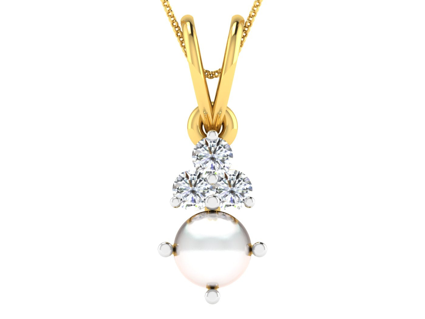Nidal Jewels | Pearl Diamond Solitares Pendant - Nidal Jewels