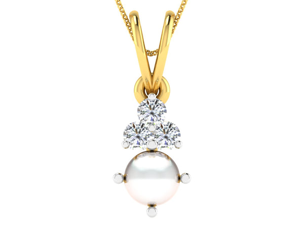 Nidal Jewels | Pearl Diamond Solitares Pendant - Nidal Jewels