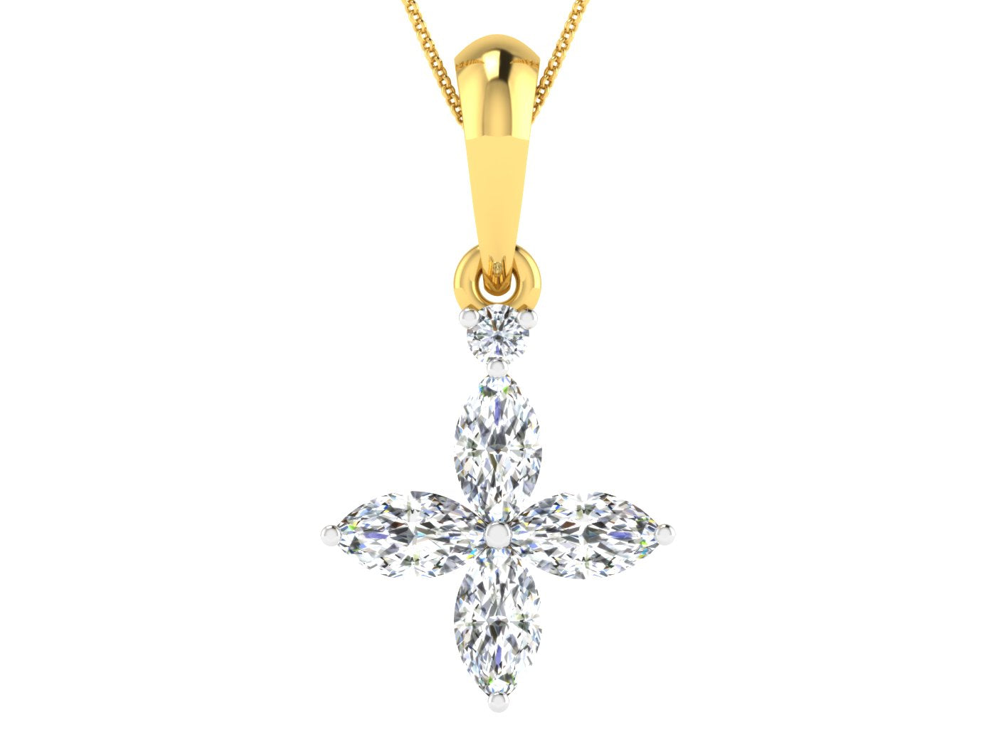 Nidal Jewels | Gold Floral Diamond Solitaires Pendant - Nidal Jewels