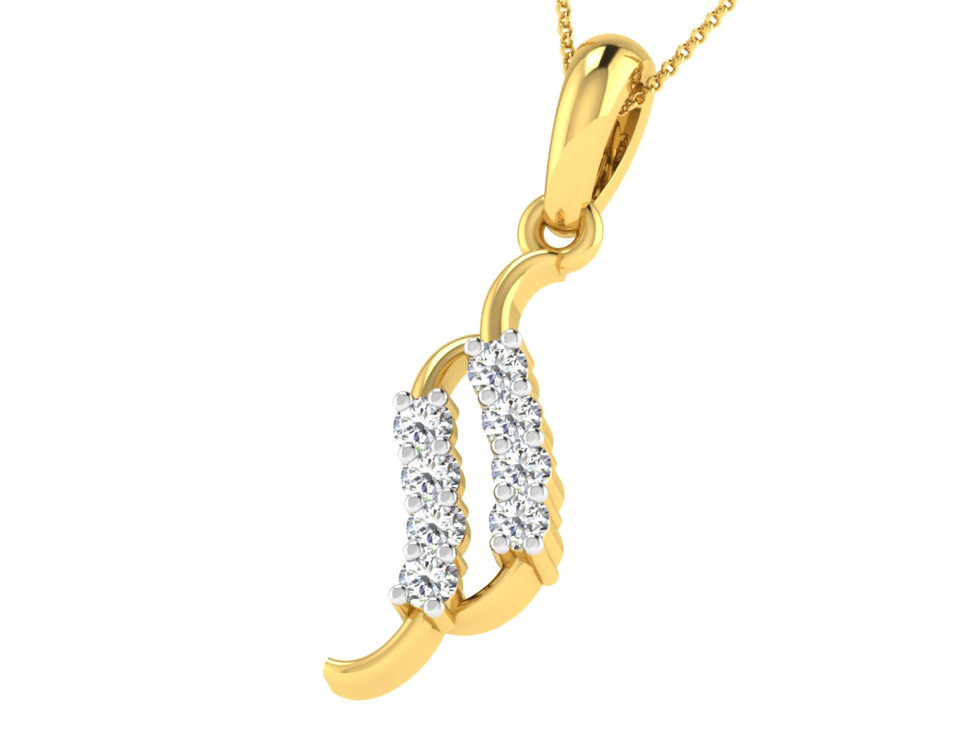 Nidal Jewels |Twinkling Wave Gold & Diamond Pendant - Nidal Jewels