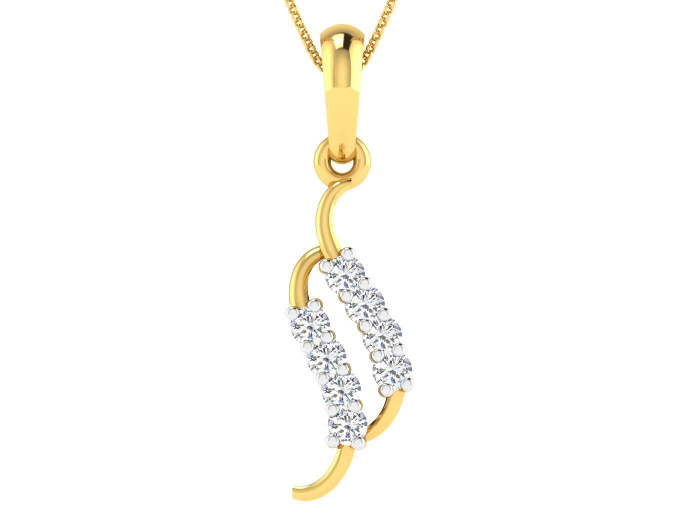 Nidal Jewels |Twinkling Wave Gold & Diamond Pendant - Nidal Jewels