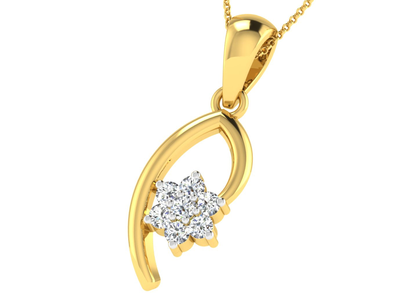 Nidal Jewels | Graceful Curve Gold & Diamond Pendant - Nidal Jewels