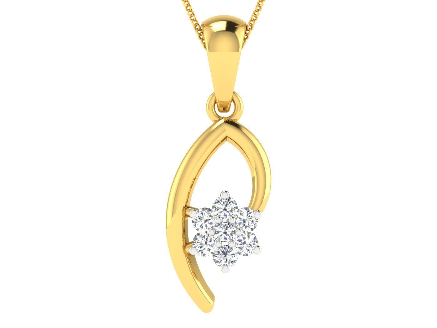Nidal Jewels | Graceful Curve Gold & Diamond Pendant - Nidal Jewels