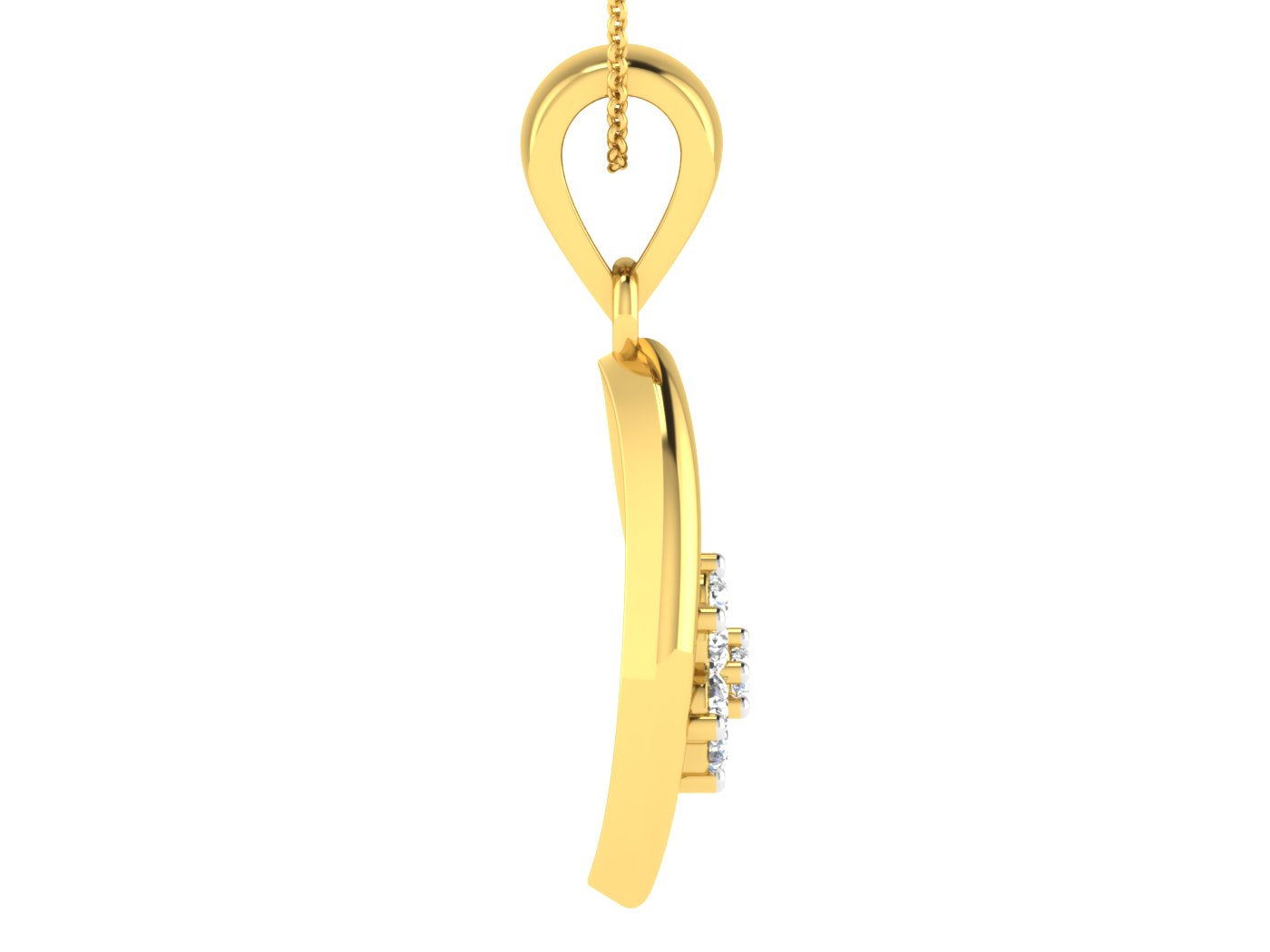 Nidal Jewels | Graceful Curve Gold & Diamond Pendant - Nidal Jewels