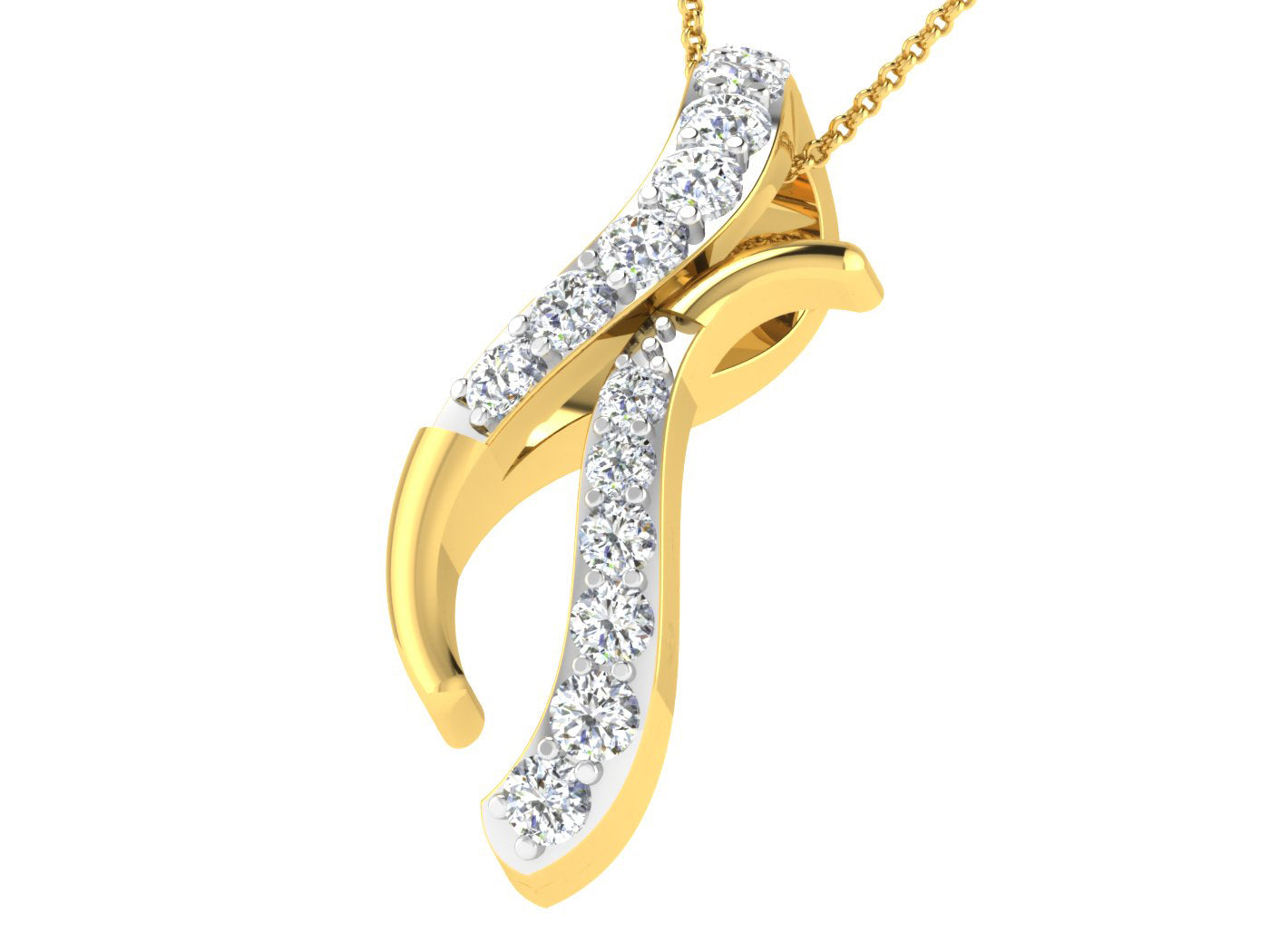 Nidal Jewels | Blissfull Ribbon Gold & Diamond Pendant - Nidal Jewels