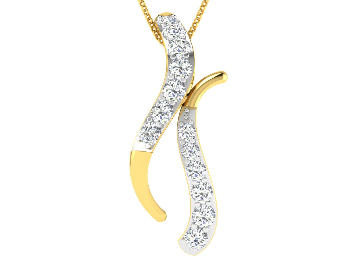 Nidal Jewels | Blissfull Ribbon Gold & Diamond Pendant - Nidal Jewels