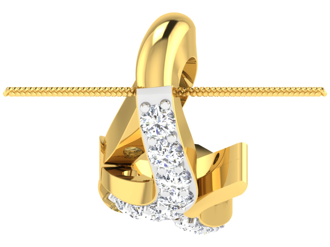 Nidal Jewels | Blissfull Ribbon Gold & Diamond Pendant - Nidal Jewels