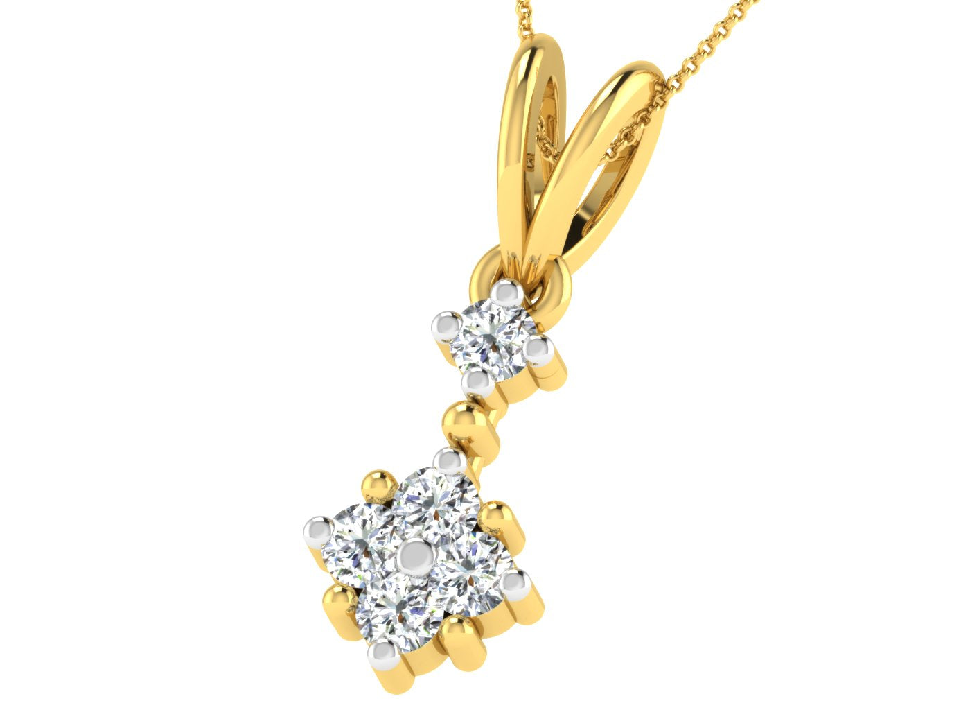 Nidal Jewels | Golden Cluster Diamond Charm Pendant - Nidal Jewels