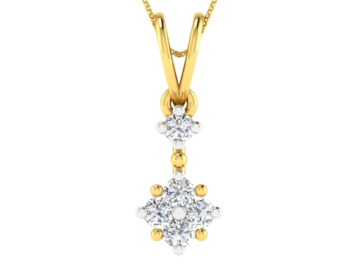 Nidal Jewels | Golden Cluster Diamond Charm Pendant - Nidal Jewels